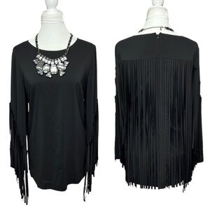 Carmen Marc Valvo Fringed Blouse